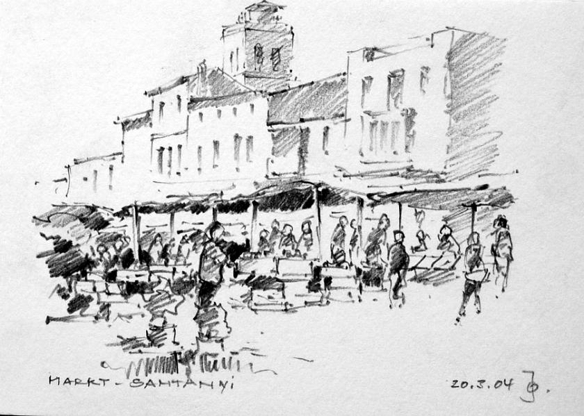 Markt in Santanyi - 14 x 20 cm, Bleistiftzeichnung.jpg